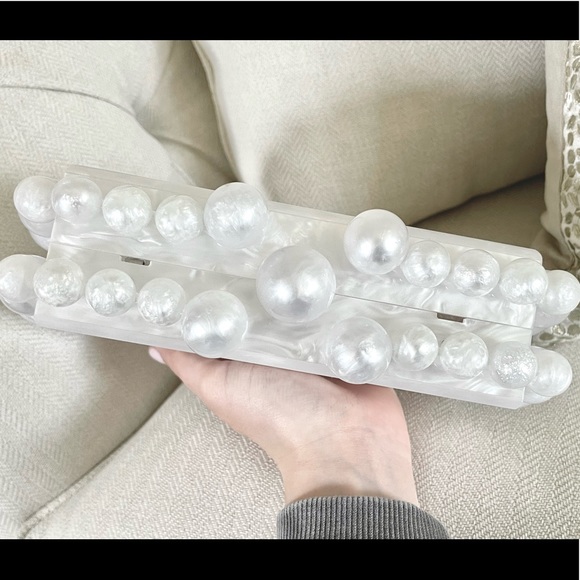 EOS Acrylic Pearl Bubble Box Clutch, Marble Look Clutch Bag, Tortoise Shell 438 - Picture 11 of 14